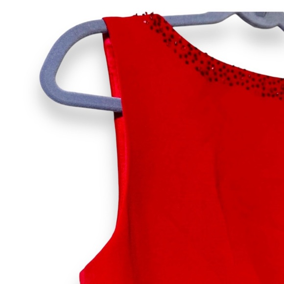 Vintage Dressbarn Red Sleeveless Long Formal Dress Sequin Womens Size 6 Romantic - Picture 4 of 14